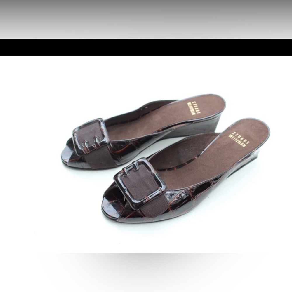 Stuart Weitzman Brown Mules with Buckle - Picture 6 of 9